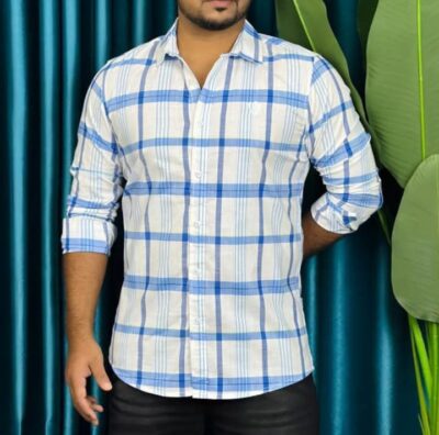 Comfortable Pure Cotton Check Shirt For Men